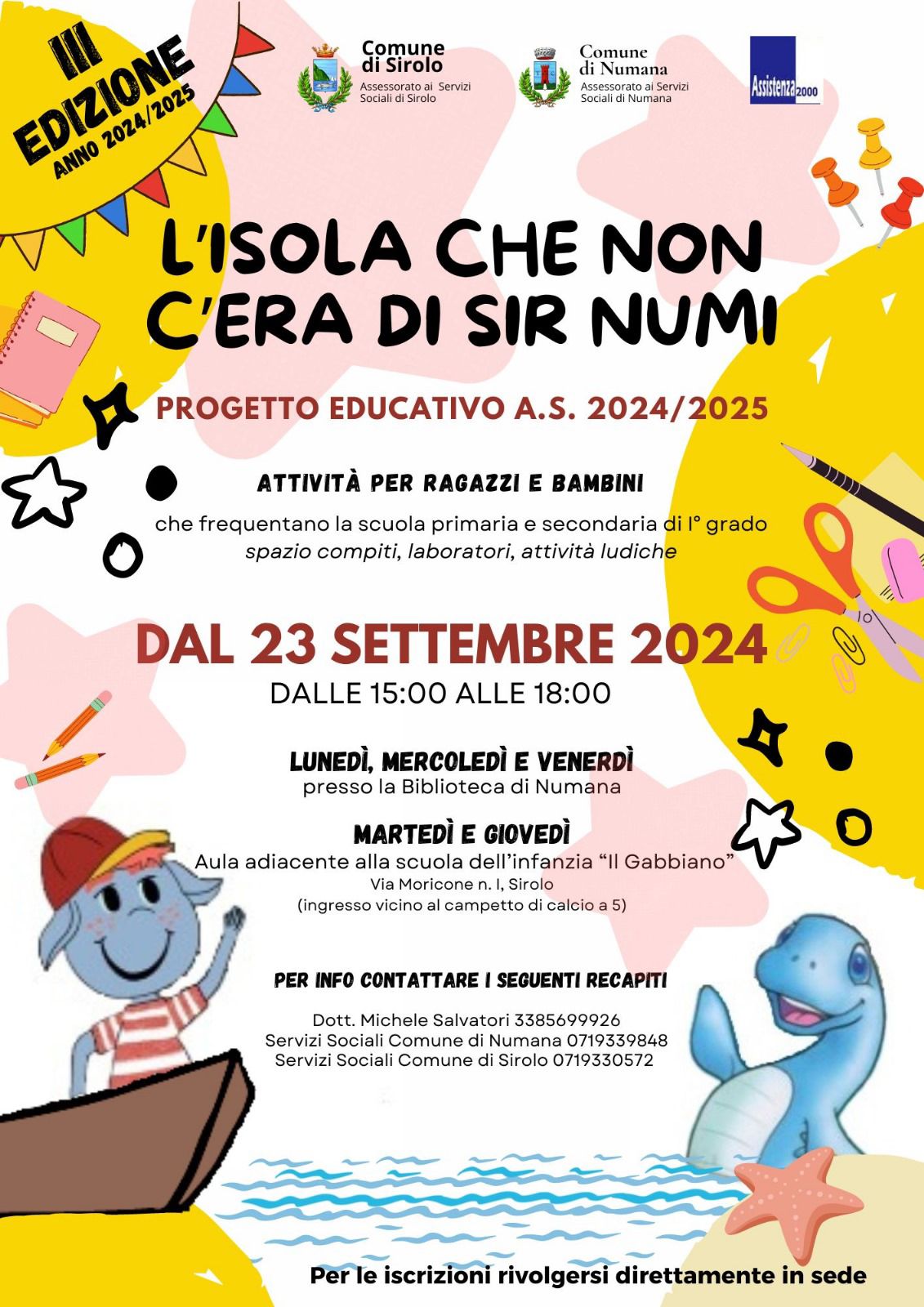 Progetto educativo "L'isola che non c'era di Sir Numi" e riapertura CAG dal 23 settembre